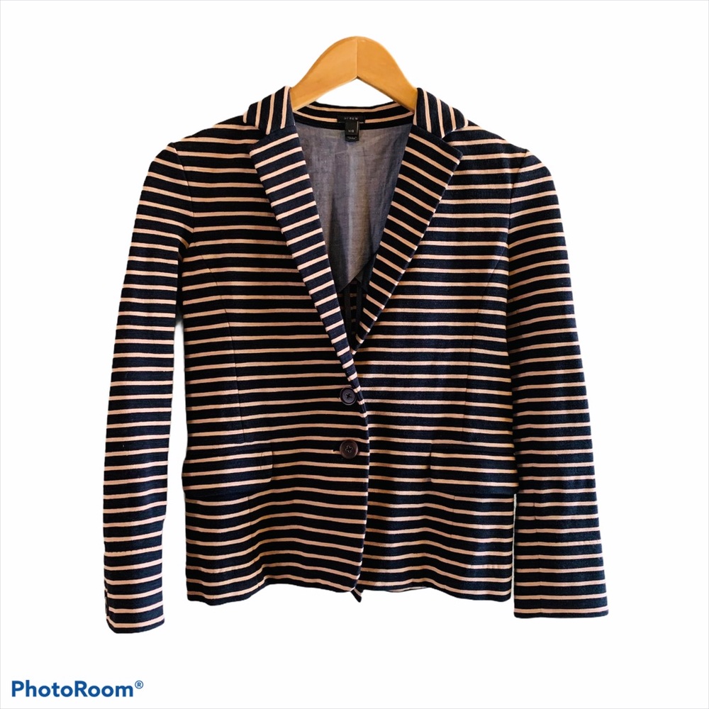 J.Crew Striped Knit Maritime Blazer Black Tan - Picture 2 of 7
